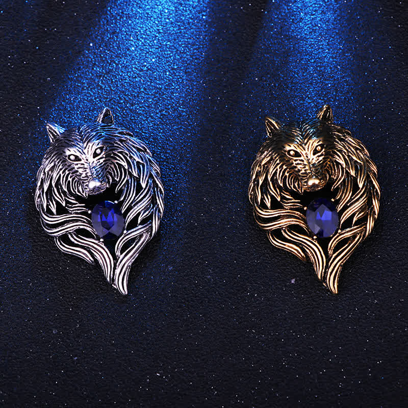 Men's Legend Wolf Head Brooch