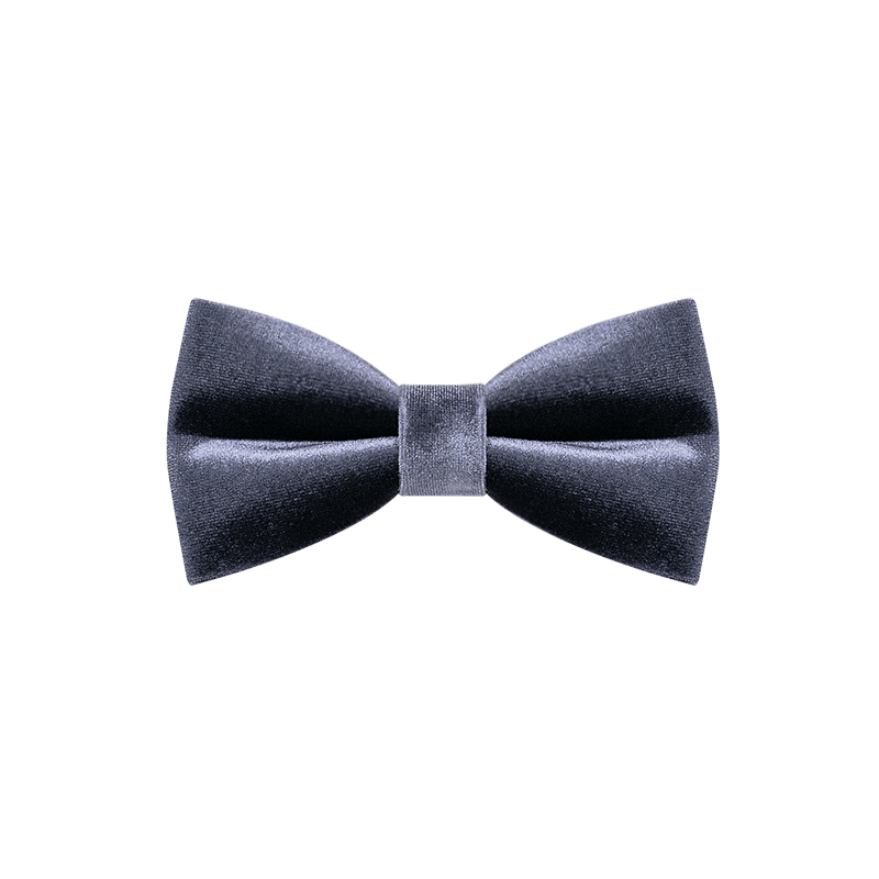 Men's Night Gray Solid Color Velvet Bow Tie