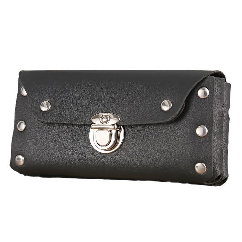 Rivet Decor Button Universal Phone Leather Belt Bag