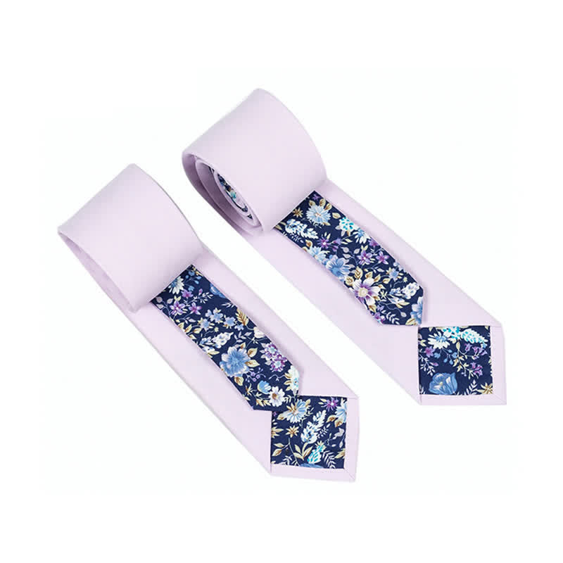 Men's Novel Plaid Floral Patchwork Necktie - LavenderBlush - image 7