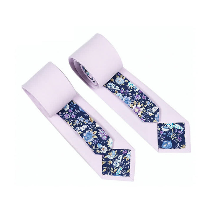 Men's Novel Plaid Floral Patchwork Necktie - LavenderBlush - image 7