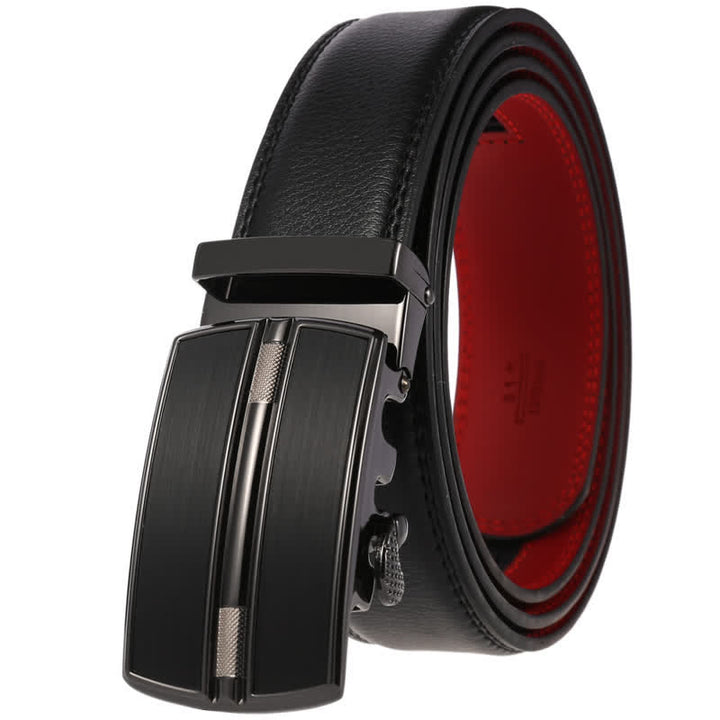 Men's Simple Hollow Automatic Buckle Leather Belt - Black #7 - 46 - image 19