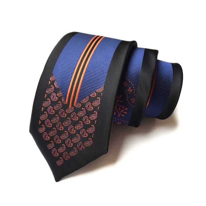 Men's Collision Inspire Paisley Floral Striped Necktie - Black & Navy - image 4