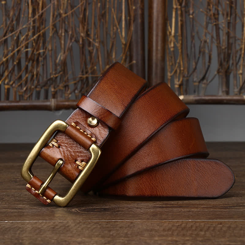 Men's Leisure Heavy Copper Buckle Leather Belt