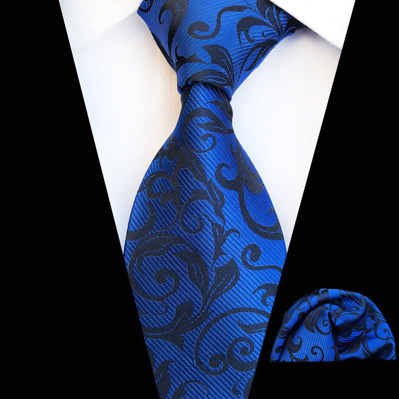 2Pcs Men's Plant Swirl Floral Necktie Set