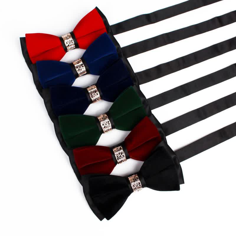 Men's Rhinestone Patchwork Velvet Bow Tie - image 0