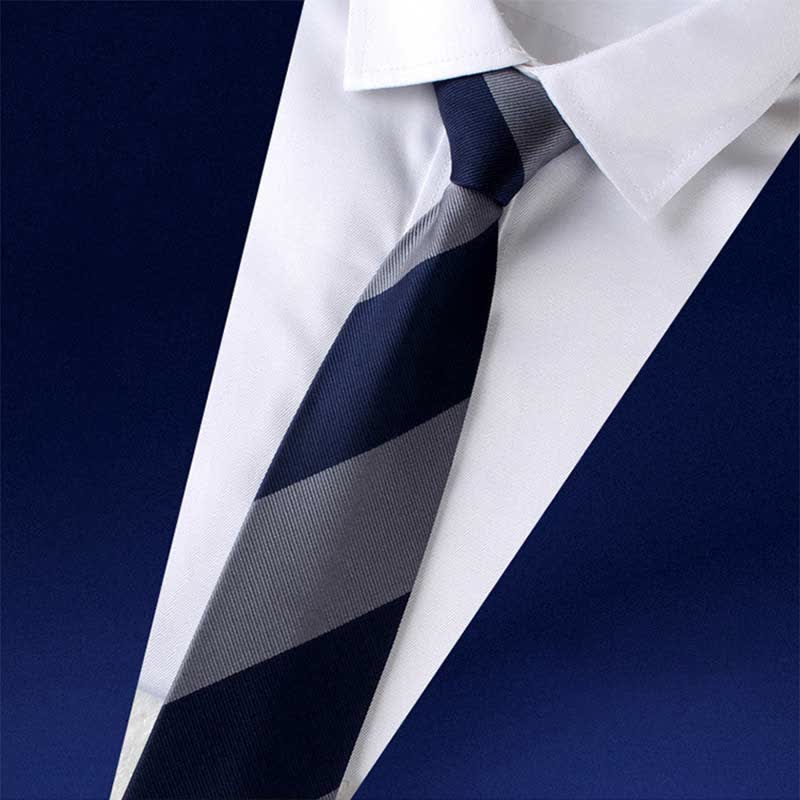 Men's Color Block Zipper Tie Wide Striped Necktie