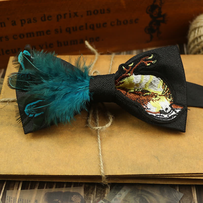 Graphic Sparrow Tail Feather Bow Tie