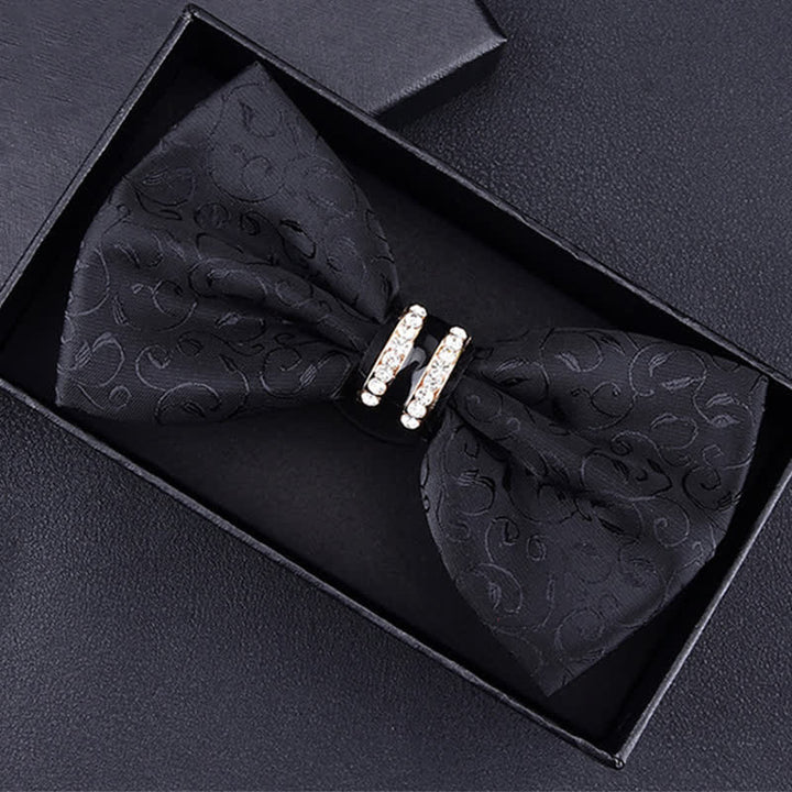 Men's Floral Paisley Striped Rhinestone Bow Tie