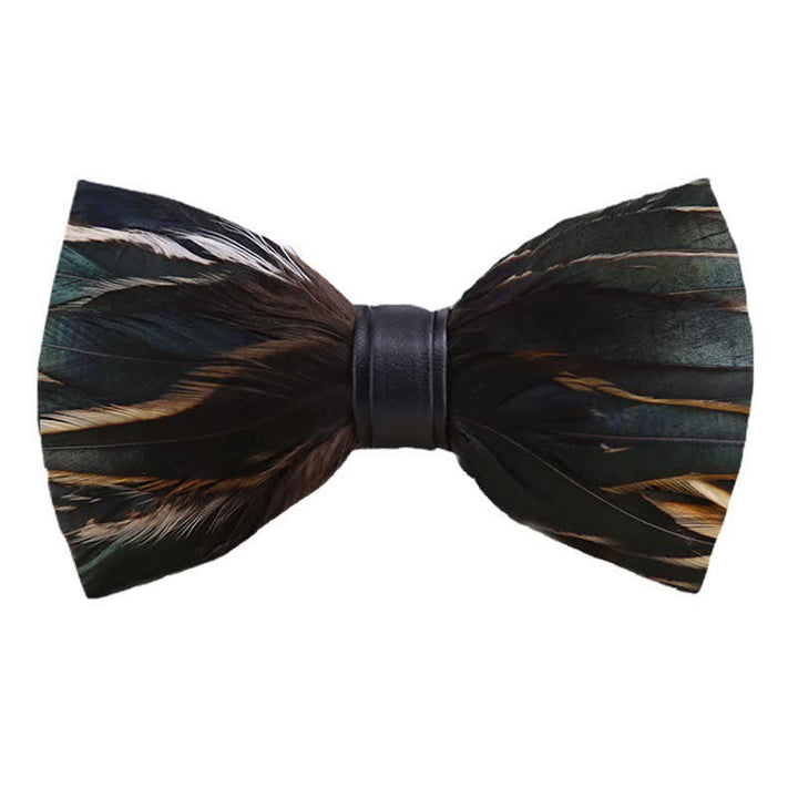 Kid's DarkSlateGray Feather Bow Tie with Lapel Pin