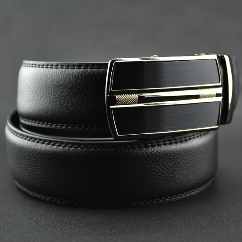Men's Simple Hollow Automatic Buckle Leather Belt - image 1