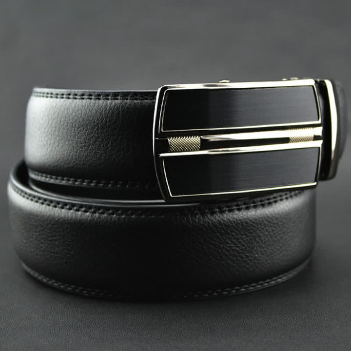 Men's Simple Hollow Automatic Buckle Leather Belt - image 1