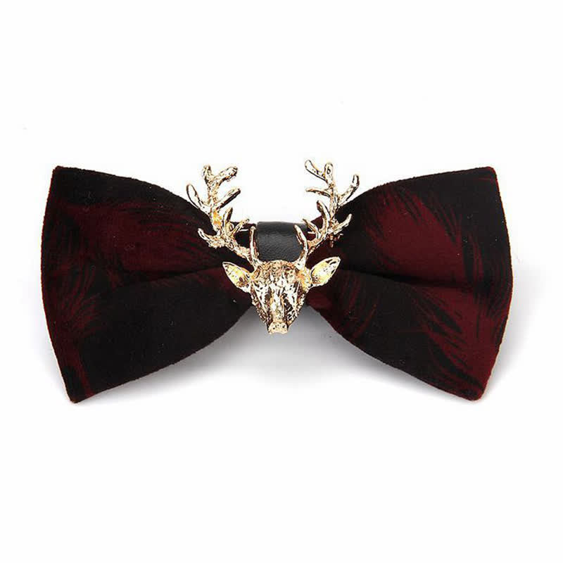 Men's Reindeer Head Velvet Bow Tie