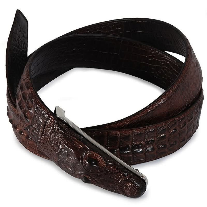 Men's Lifelike Crocodile Head Buckle Leather Belt