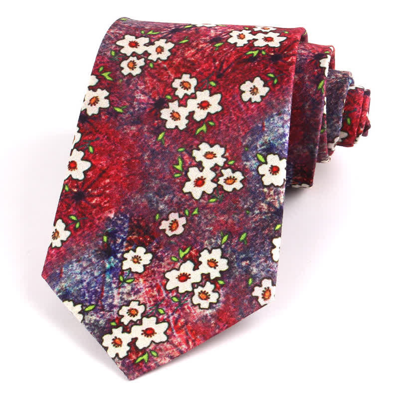 Men's Bright Art Floral Painting Necktie