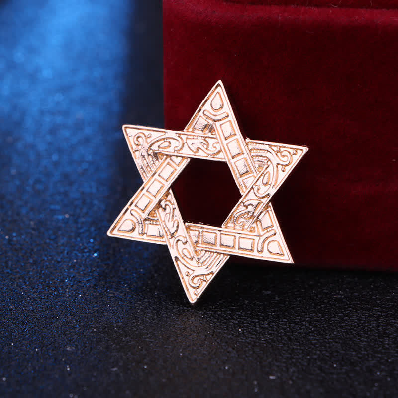 Men's Carving Star Of David Brooch