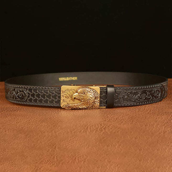 Men's Eagle Head Carved Leather Belt