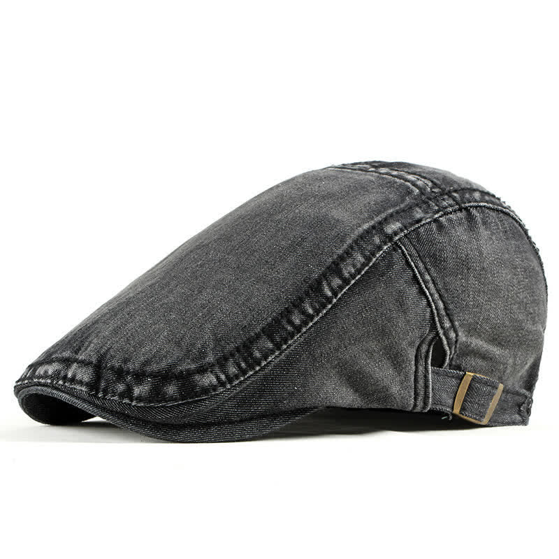 Simple Jean Denim Casquette Beret Cap - Black - Adjustable (about 21 5/8"-23 5/8") - image 0