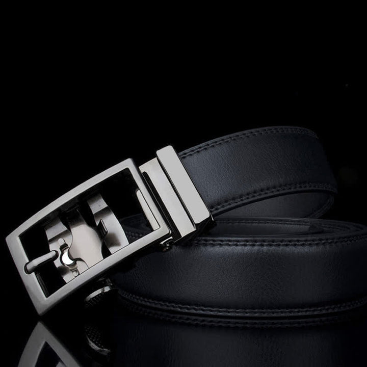 Men's Sophisticated Hollow Automatic Buckle Leather Belt - image 3