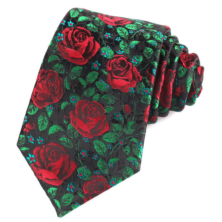 Men's Elegant Roses Leaves Necktie