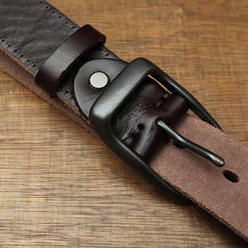 Men's Retro Handmade Trousers Leather Belt - image 5