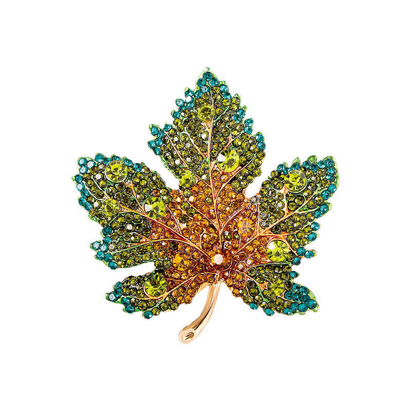 Women's Rhinestone Crystal Maple Leaf Brooch