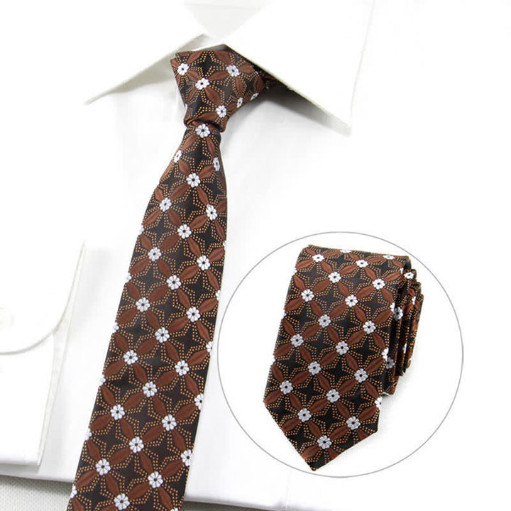 Men's Flower Embroidered Geometric Necktie