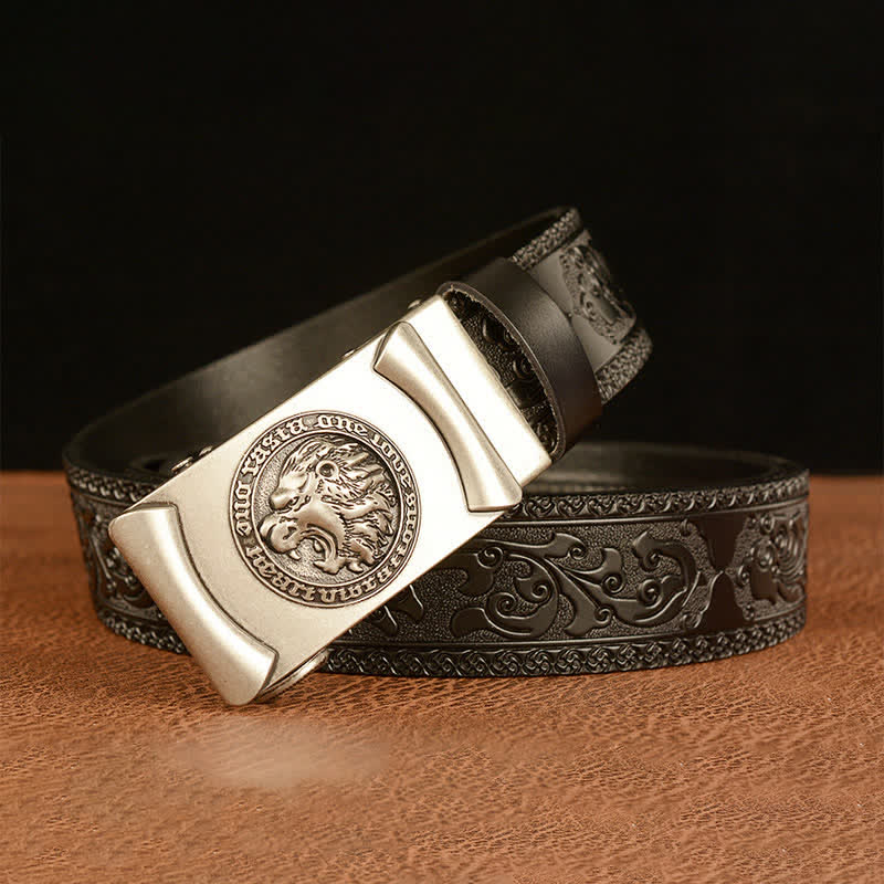 Men's Punk Lion Head Leather Belt