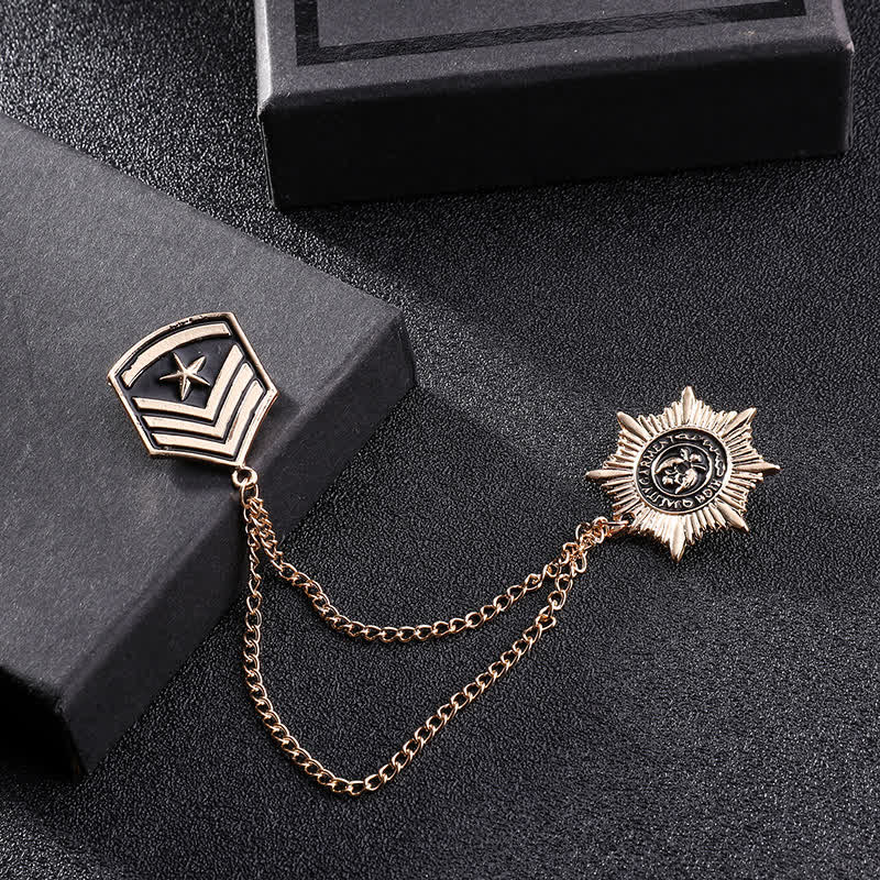 Men's British Tassel Star Medal Brooch