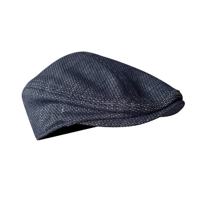 Painter Navy Linen Beret Flat Cap