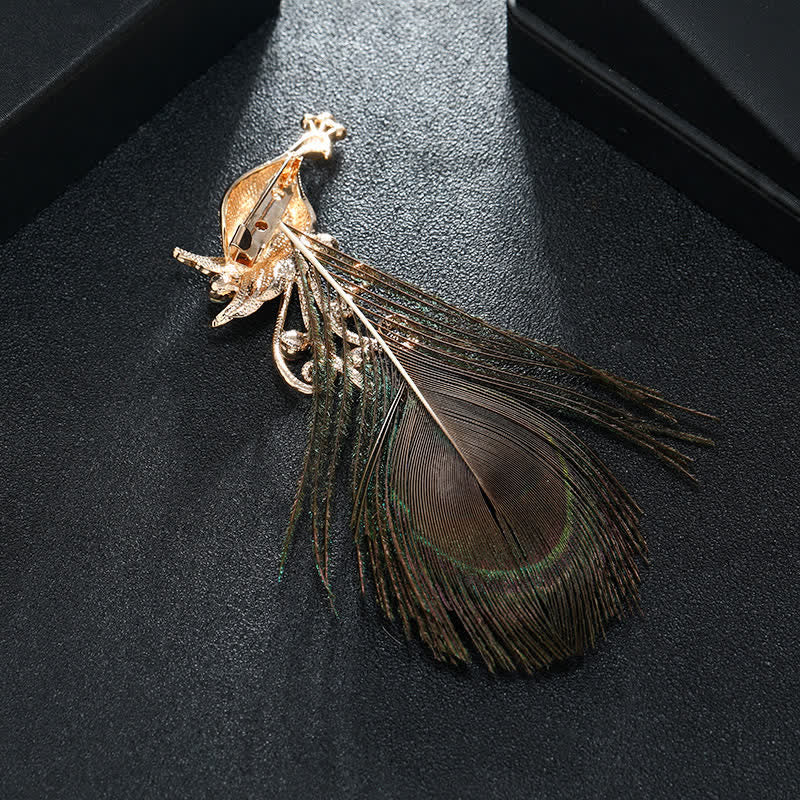 Women's Ethnic Colorful Peacock Feather Brooch