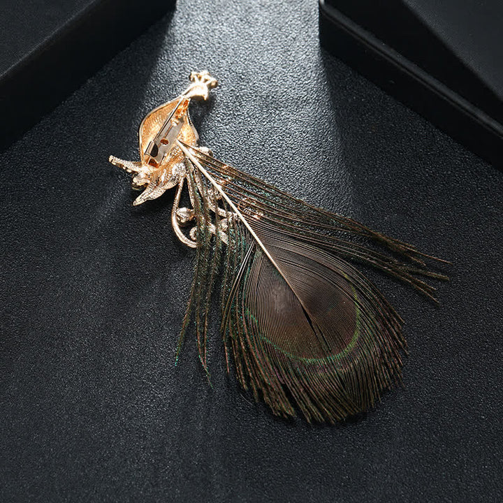 Women's Ethnic Colorful Peacock Feather Brooch