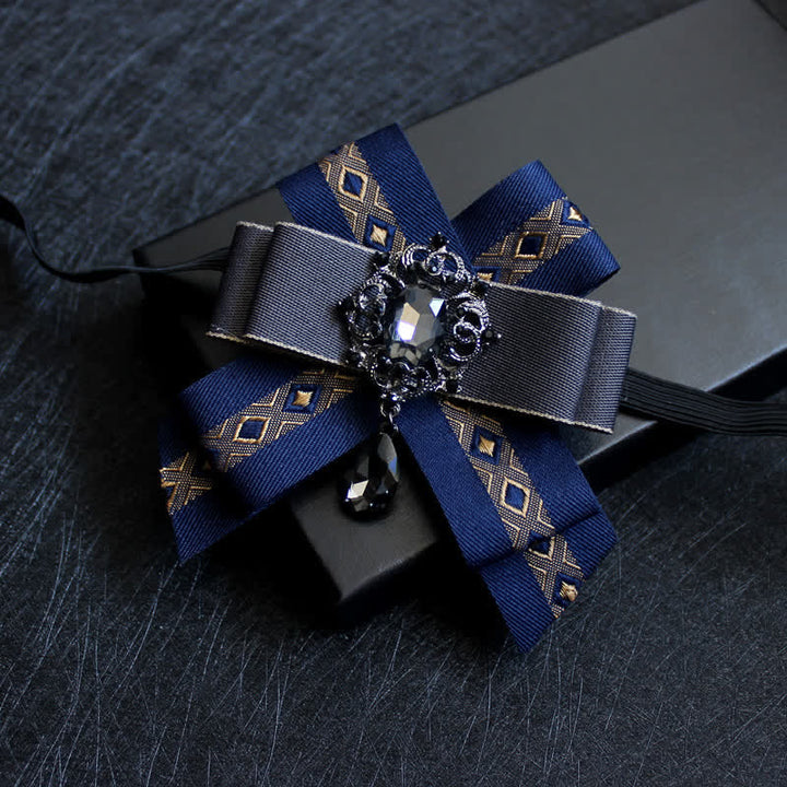 Luxury Blue Rhinestone Waterdrop Bow Tie