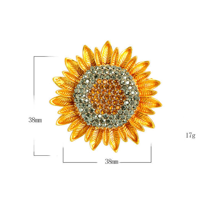 Women's Yellow Sunflower Rhinestone Brooch