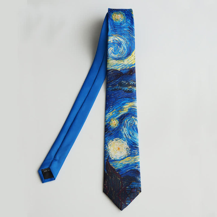 Men's Blue Painting Starry Night Necktie