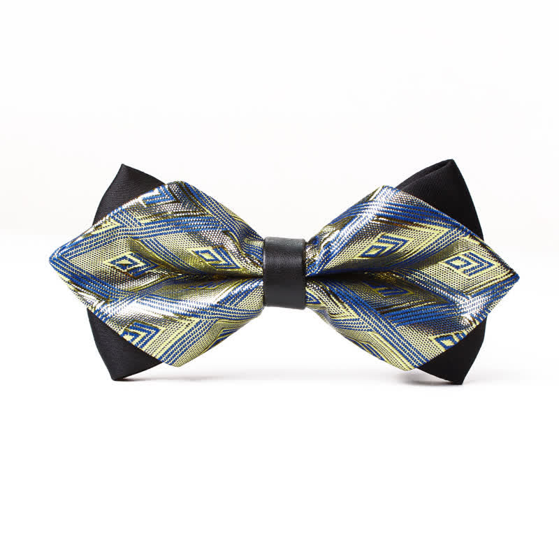Men's Fancy Modern Diamond Pointy Bow Tie - Gold - image 5