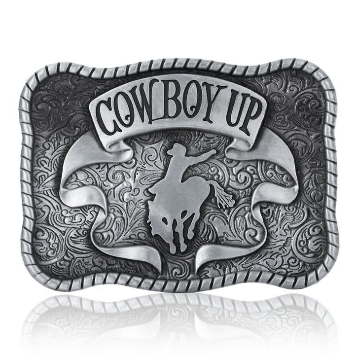 Men's DIY Cowboy Up Rodeo Horse Buckle Leather Belt