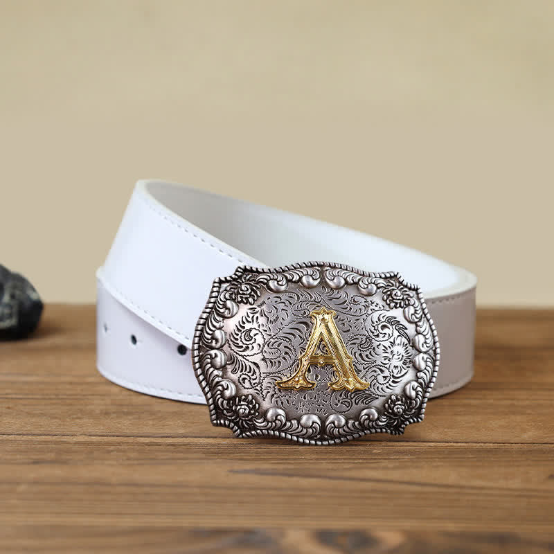 Men's DIY Alphabet Initial Letter Buckle Leather Belt