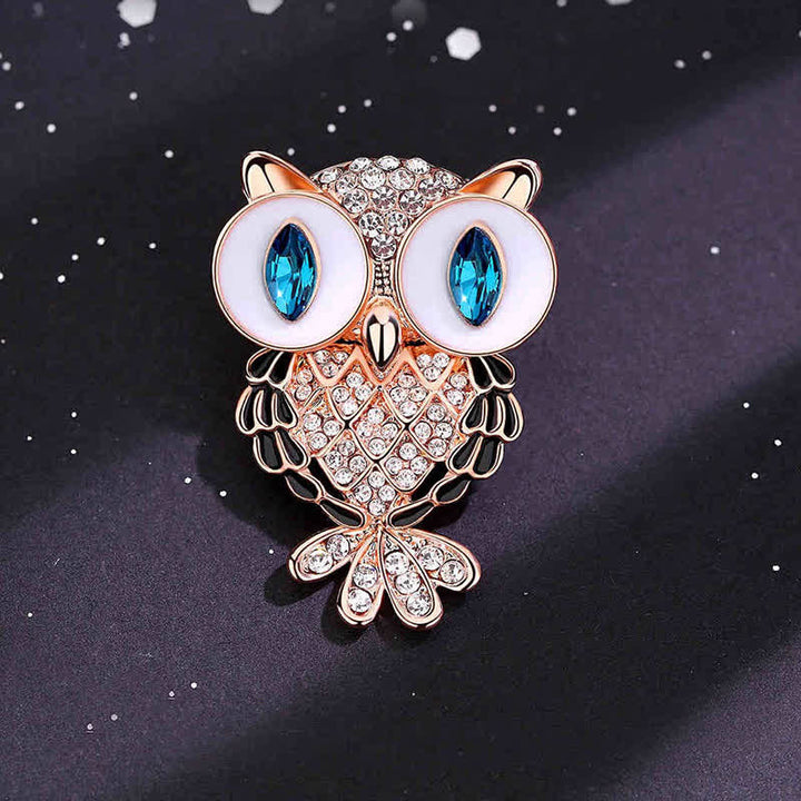 Women's Mystical Blue Eyes Owl Brooch