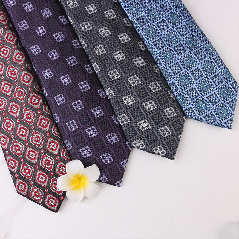 Men's Vintage Geometric Floral Motifs Necktie - image 2