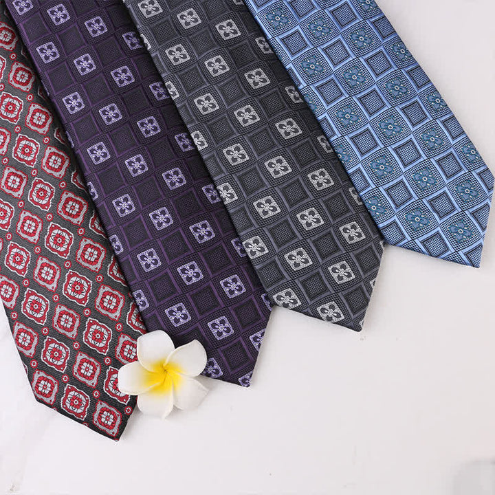 Men's Vintage Geometric Floral Motifs Necktie - image 2