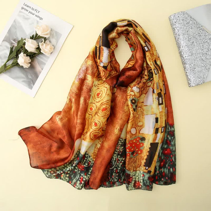 Women's Oil Painting Art Spring Shawl Thin Scarf