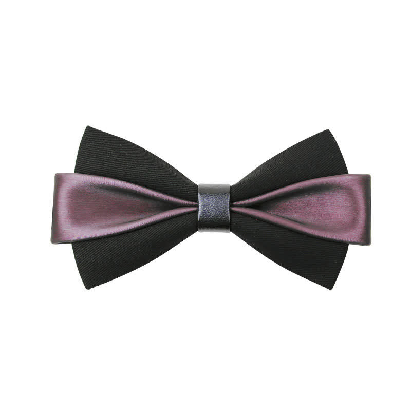 Men's Double Color PU Leather Bow Tie