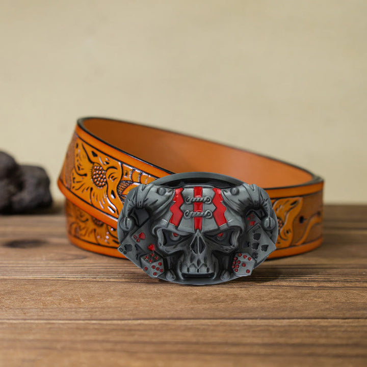 Men's DIY Skull Clown Joker Buckle Leather Belt