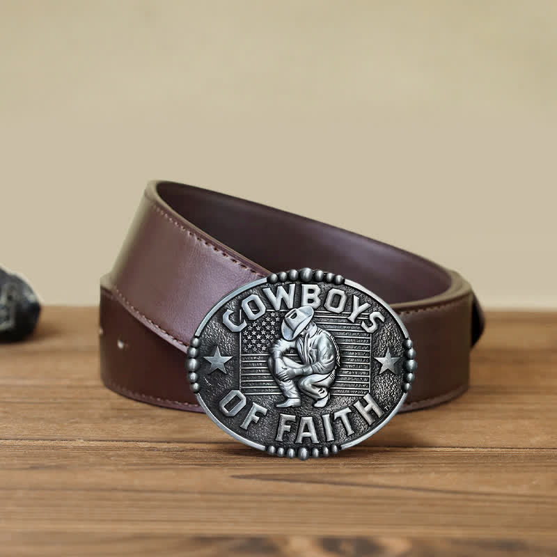 Men's DIY Cowboys Of Faith Buckle Leather Belt