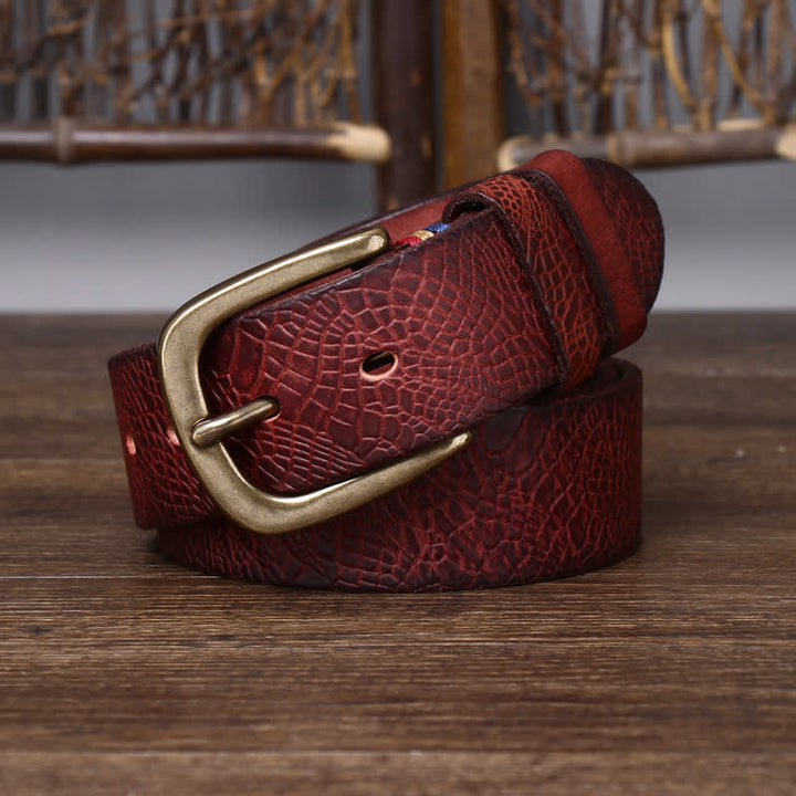 Men's Serpentine Snakeskin Grain Leather Belt