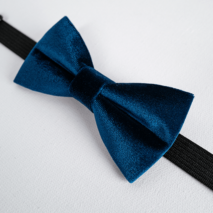 Men's Prussian Blue Solid Color Velvet Bow Tie