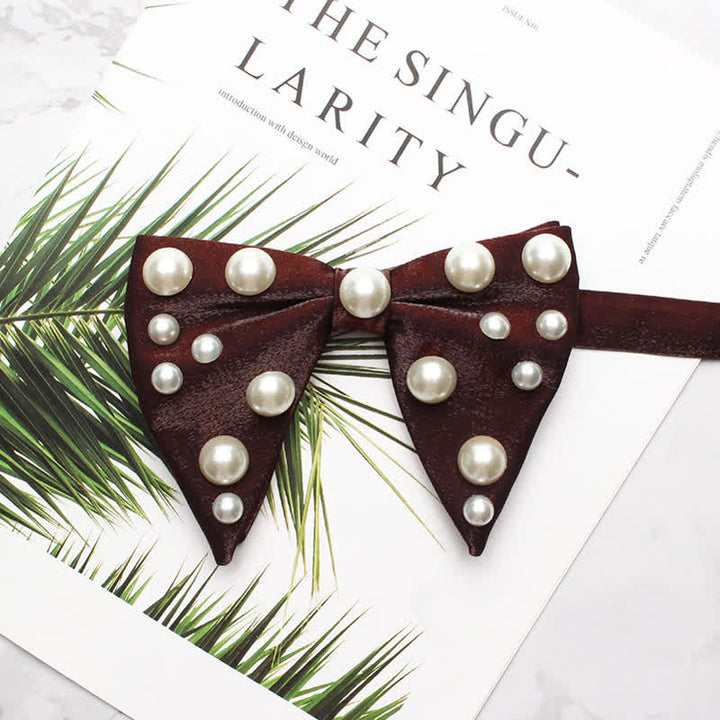 Pearls Bright Oversized Pointed Bow Tie