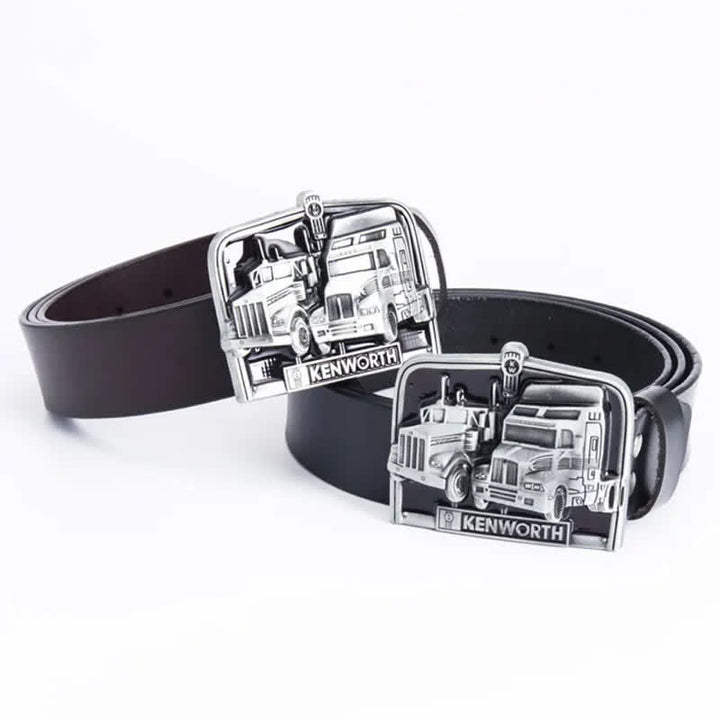 Men's Punk Truck Driver Enamel Buckle Leather Belt