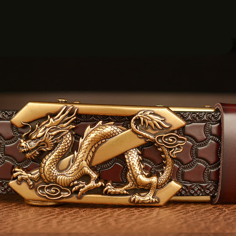 Men's Embossing Retro Dragon Z Letter Leather Belt